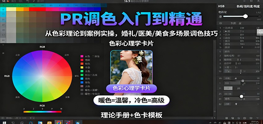PR调色入门到精通：从色彩理论到案例实操，婚礼/医美/美食多场景调色技巧-玖易创客