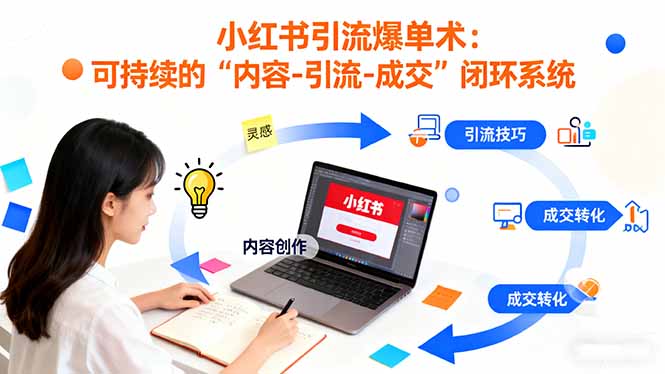 小红书引流爆单术：构建一套低成本 可持续的“内容-引流-成交”闭环系统-玖易创客