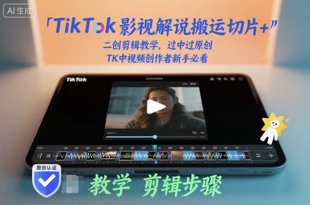 TikTok影视解说搬运切片+二创剪辑教学,过中过原创,TK中视频创作者新手必看-玖易创客