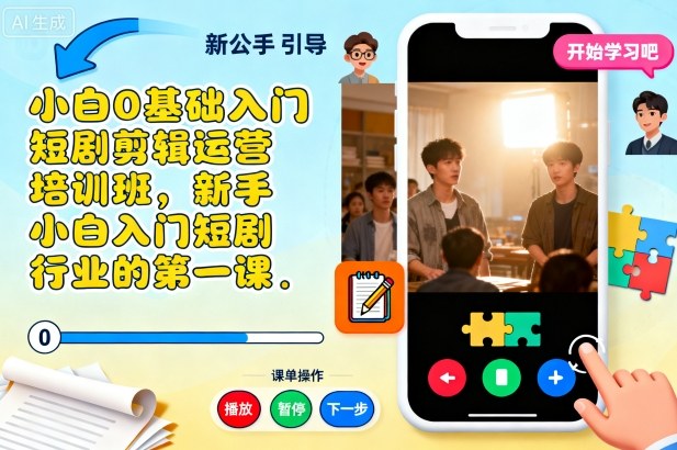 小白0基础入门短剧剪辑运营培训班，新手小白入门短剧行业的第一课-玖易创客