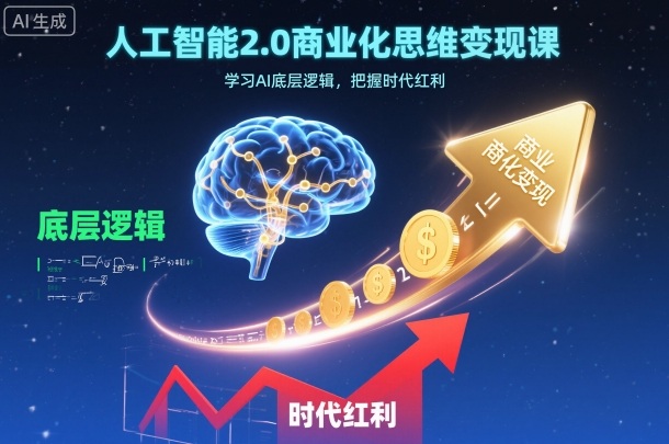 人工智能2.0商业化思维变现课，学习AI底层逻辑，把握时代红利-玖易创客