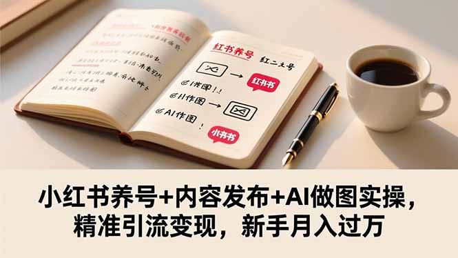 小红书养号+内容发布+AI做图实操，精准引流变现，新手月入过万-玖易创客