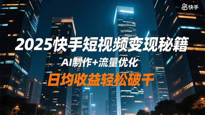 2025快手短视频变现秘籍，AI制作+流量优化，日均收益轻松破千-玖易创客