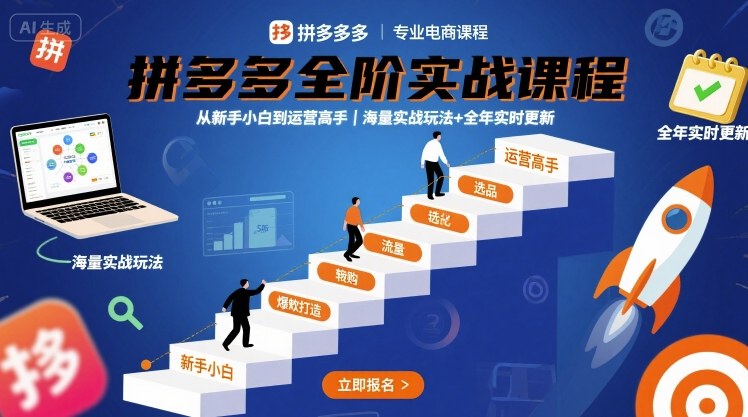 拼多多全阶实战课程，从新手小白到运营高手，海量实战玩法+全年实时更新【2025年10月更新】-玖易创客