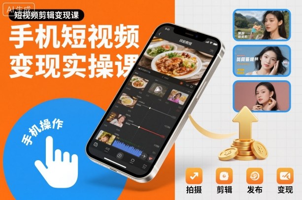 手机短视频变现实操课，短视频剪辑变现课-玖易创客