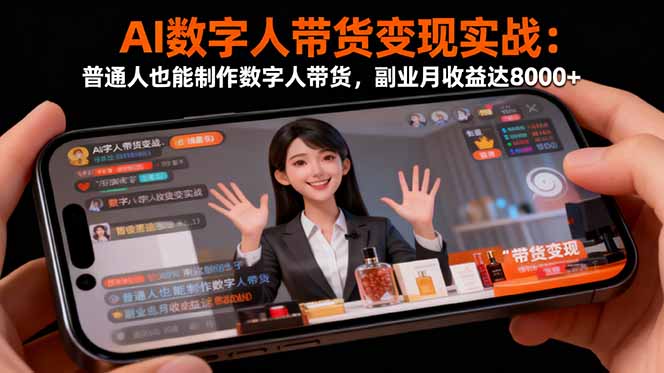 AI数字人带货变现实战：普通人也能制作数字人带货，副业月收益达8000+-玖易创客