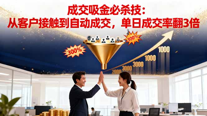 吸金成交营销必杀技：从客户接触到自动成交，单日成交率翻3倍-玖易创客