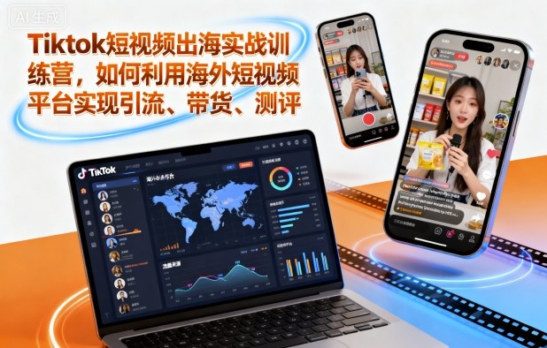 Tiktok短视频出海实战训练营,如何利用海外短视频平台实现引流、带货、测评-玖易创客