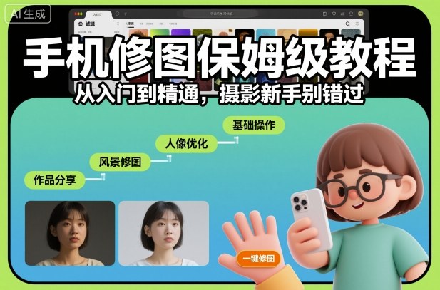 手机修图保姆级教程,从入门到精通,摄影新手别错过-玖易创客