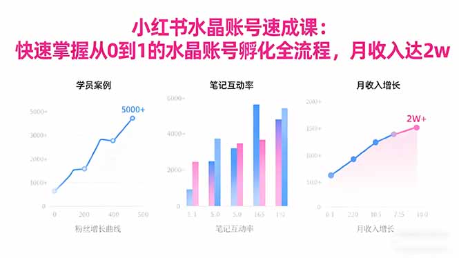 2025小红书水晶账号速成课：快速掌握从0-1水晶账号孵化全流程，月收入达2w-玖易创客