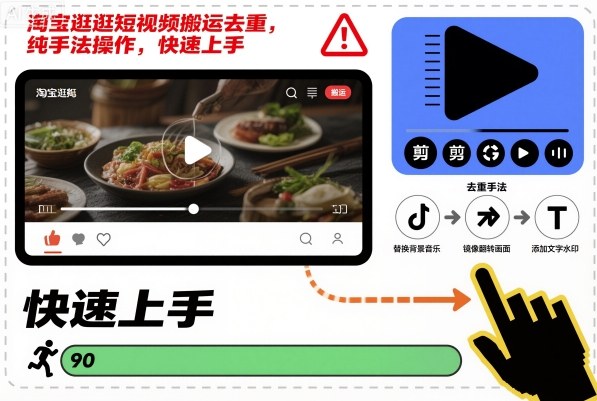 淘宝逛逛短视频搬运去重，纯手法操作，快速上手-玖易创客