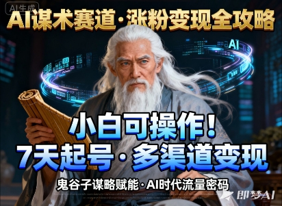 AI谋术赛道，涨粉快速，变现方式多样，小白可操作-玖易创客