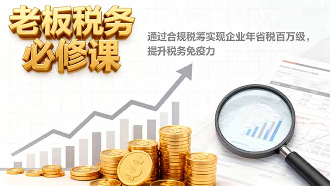 老板税务必修课，通过合规税筹实现企业年省税百万级，提升税务免疫力-玖易创客