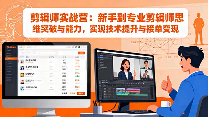 剪辑师实战营：新手到专业剪辑师思维突破与能力，实现技术提升与接单变现-玖易创客