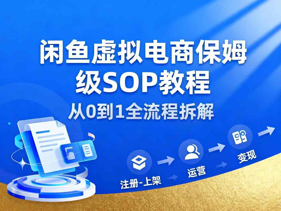 闲鱼虚拟电商,月入轻松过1W,保姆级SOP教程-玖易创客