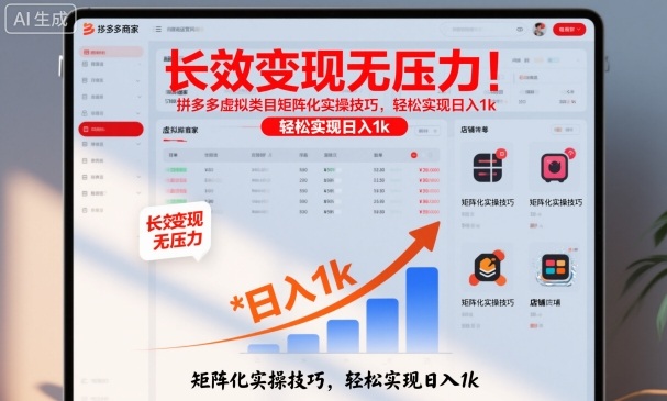 长效变现无压力！拼多多虚拟类目矩阵化实操技巧，轻松实现日入1k【揭秘】-玖易创客