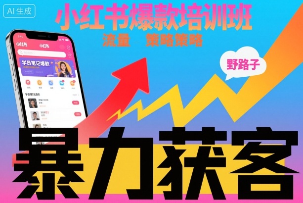 小红书爆款培训班，小红书获客野路子流量打法，暴力持续获客-玖易创客
