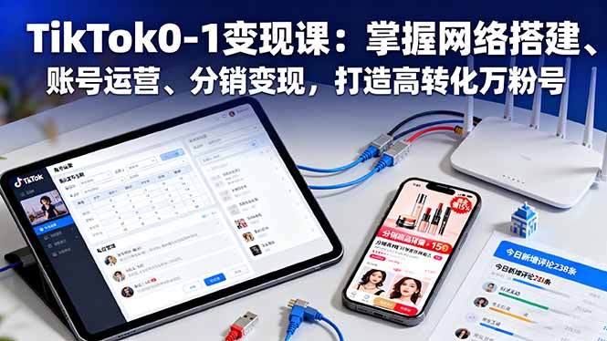 TikTok0-1变现课：掌握网络搭建、账号运营、分销变现，打造高转化万粉号-玖易创客