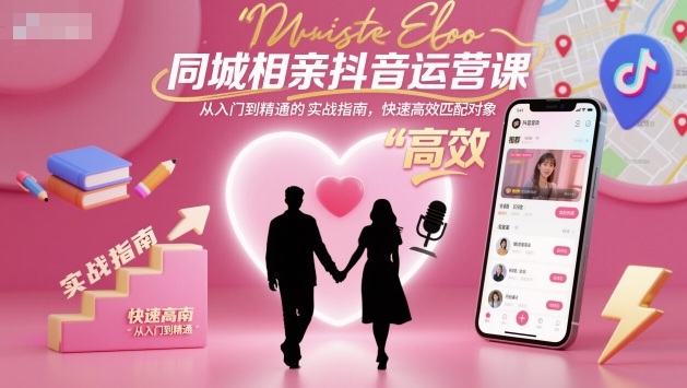 同城相亲抖音运营课,从入门到精通的实战指南,快速高效匹配对象-玖易创客