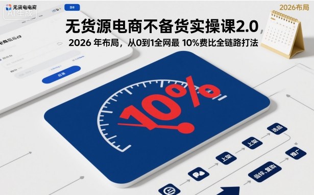 无货源电商不备货实操课2.0，2026年布局，从0到1全网最低10%费比全链路打法【更新中】-玖易创客