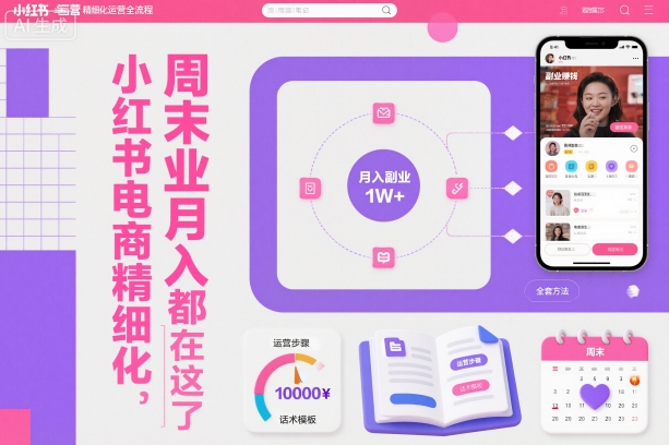 小红书电商精细化运营全流程，周末副业月入1W+，全套方法都在这了-玖易创客