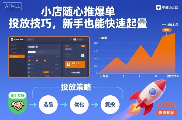 小店随心推爆单投放技巧，新手也能快速起量-玖易创客