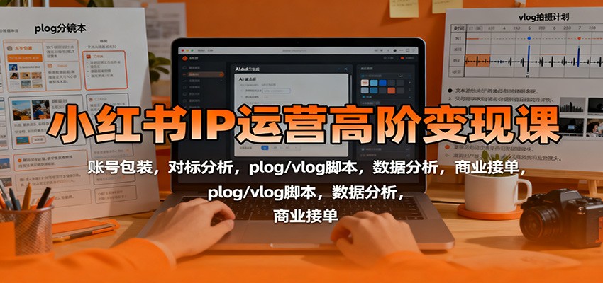 小红书IP运营高阶变现课:账号包装,对标分析,plog/vlog脚本,数据分析,商业接单-玖易创客
