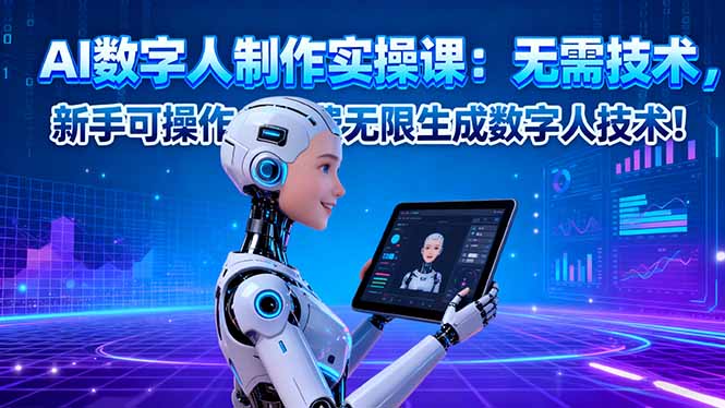 AI数字人制作实操课：无需技术，新手可操作，免费无限生成数字人技术！-玖易创客