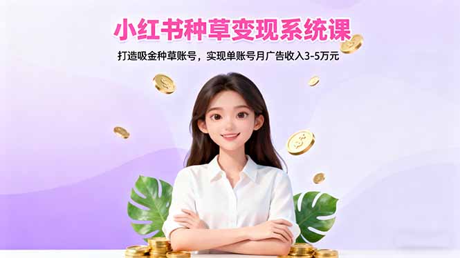 小红书种草变现系统课：打造吸金种草账号，实现单账号月广告收入3-5万元-玖易创客