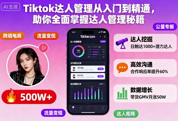 Tiktok达人管理从入门到精通,助你全面掌握达人管理秘籍-玖易创客